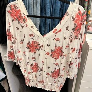 American Rag Floral V Cut Top